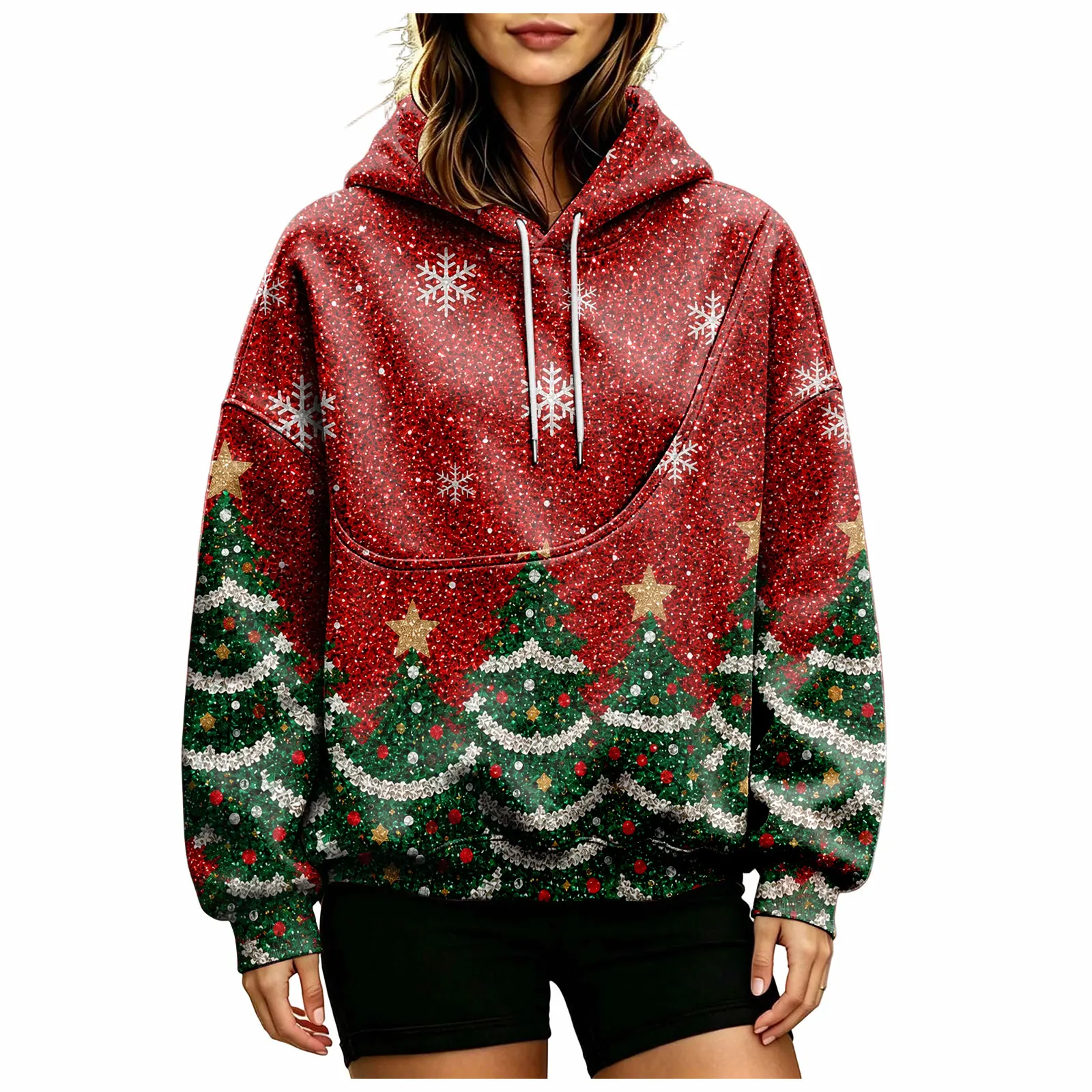 Women Fall And Winter Hoodie With Pet Pouch Oversized Pocket Colorful Print Sweatshirt For Dogs Plain Sweatshirt with Pockets