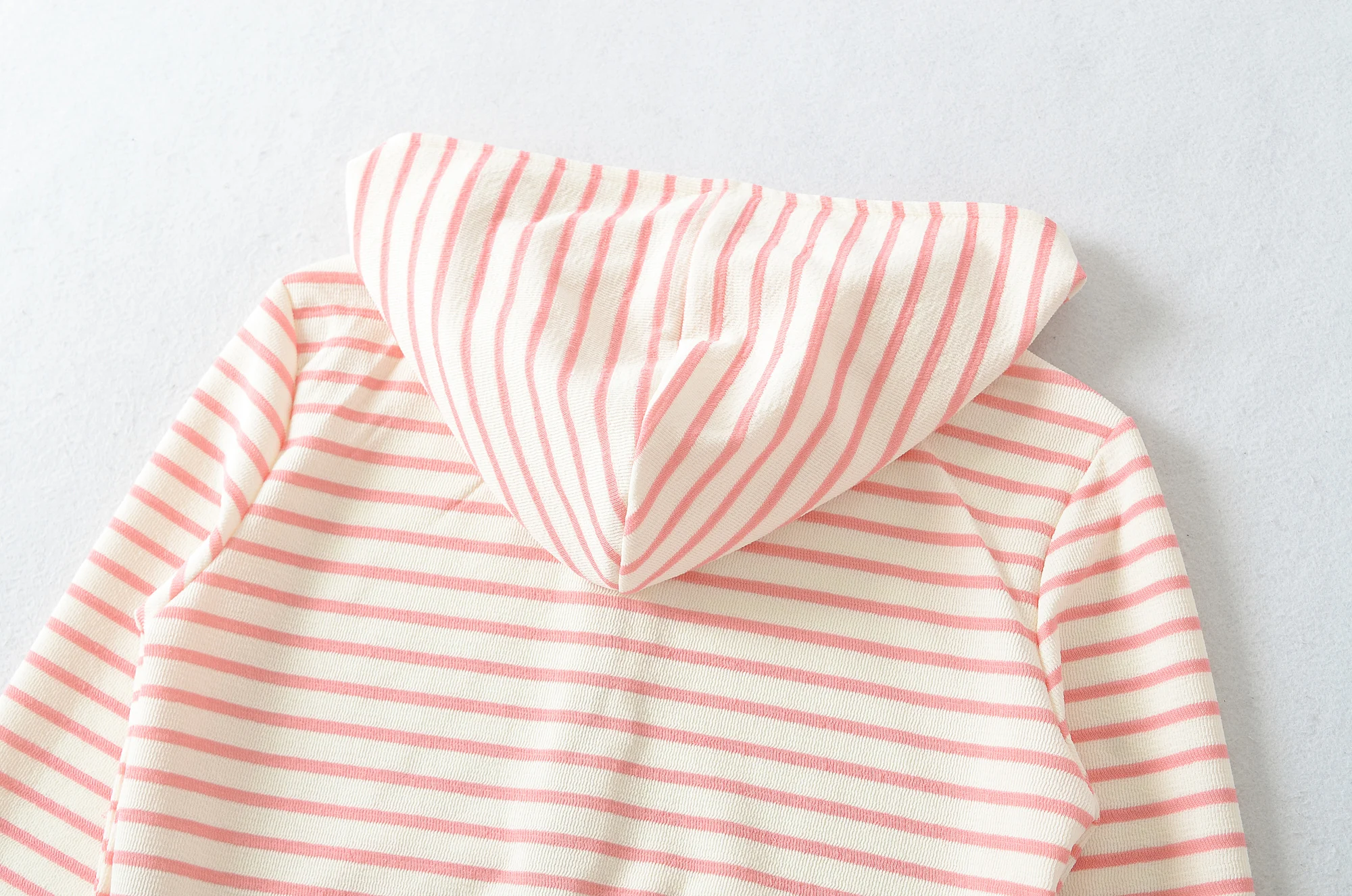 Autumn Women Pink White Stripes Zip Up Hooded Sweatshirt Long Sleeve Short Sweats Crop Jumper Black