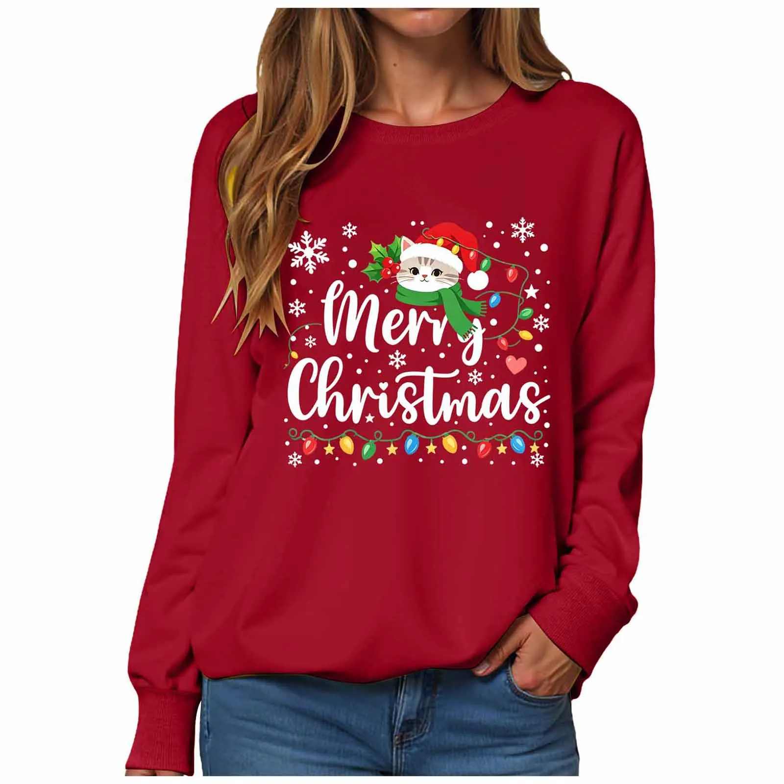 Christmas Womens Funny Christmas Sweatshirt Christmas Fashion Christmas Outfit Long Sleeve Christmas Fleece Jacket with Hoodie