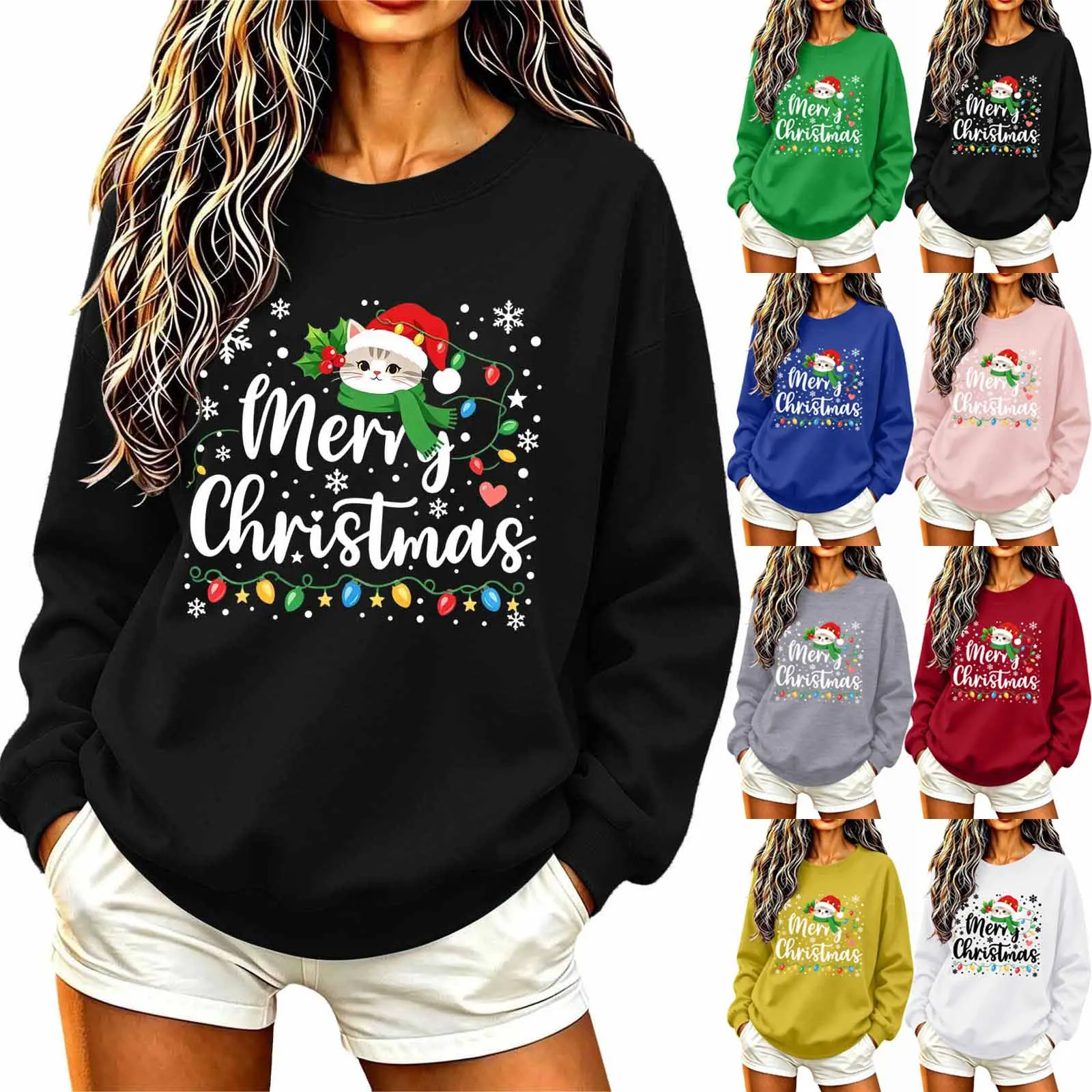 Christmas Womens Funny Christmas Sweatshirt Christmas Fashion Christmas Outfit Long Sleeve Christmas Fleece Jacket with Hoodie