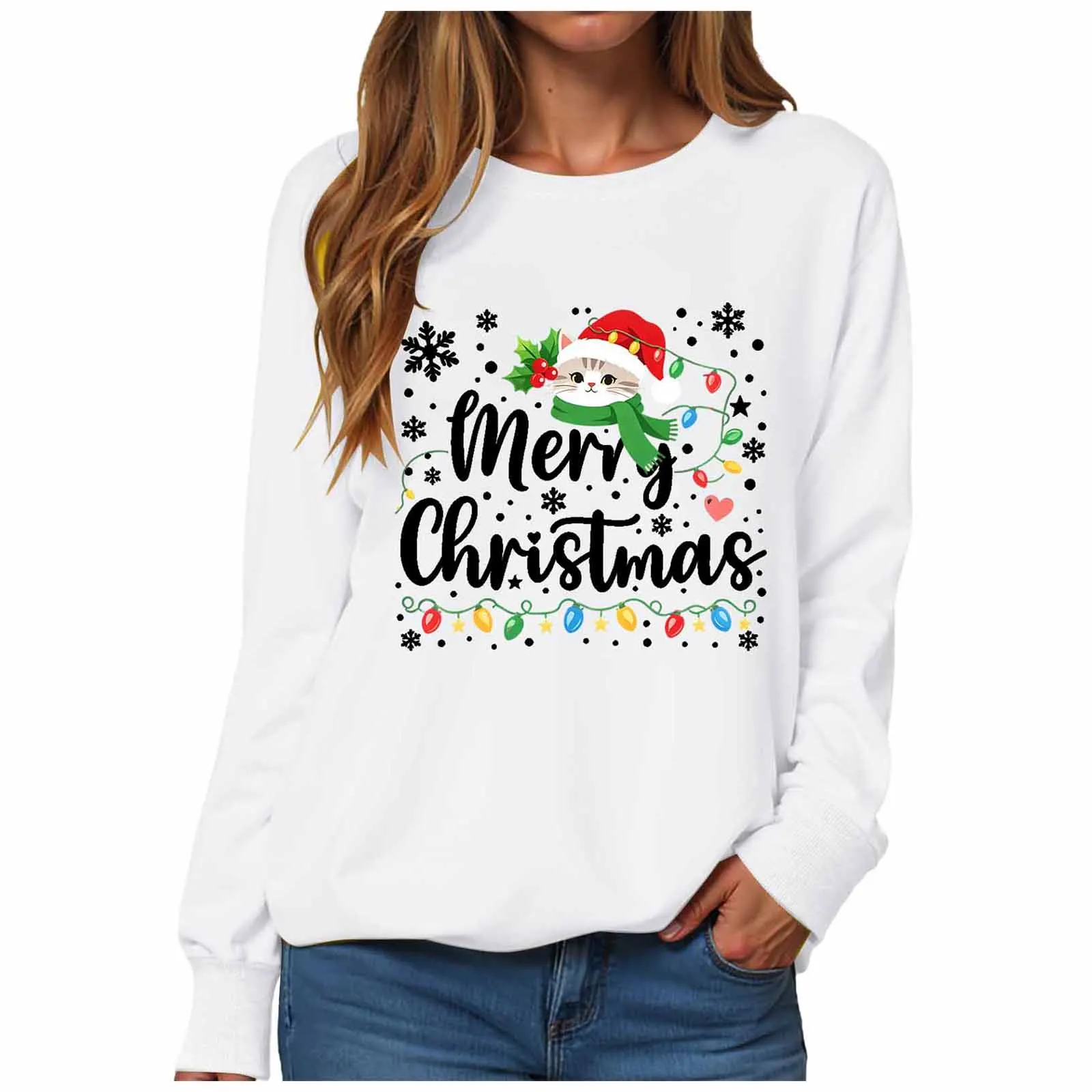 Christmas Womens Funny Christmas Sweatshirt Christmas Fashion Christmas Outfit Long Sleeve Christmas Fleece Jacket with Hoodie