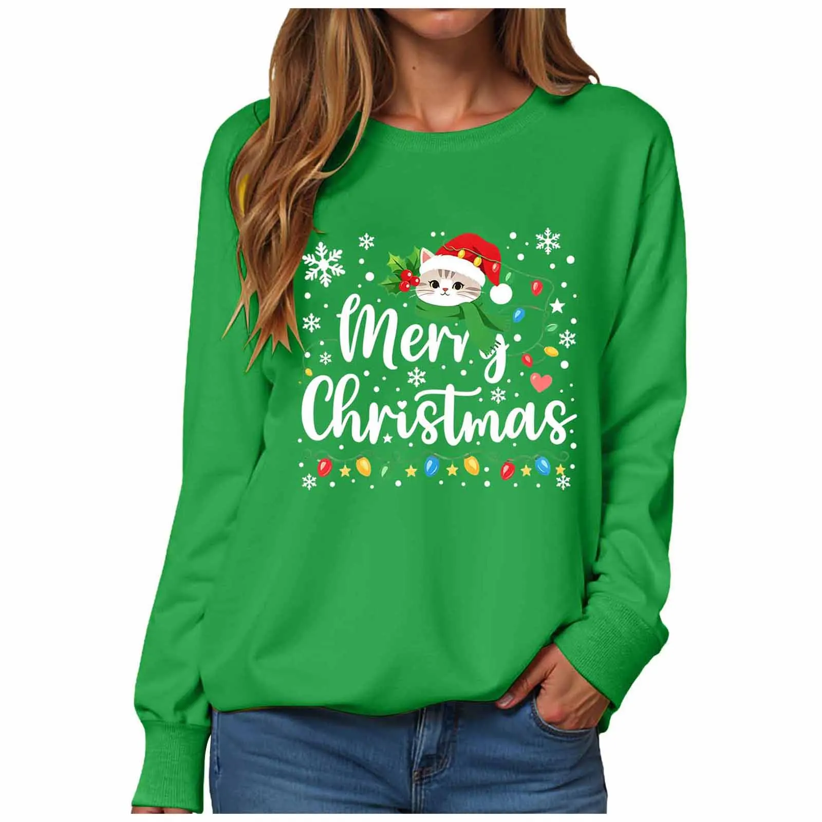 Christmas Womens Funny Christmas Sweatshirt Christmas Fashion Christmas Outfit Long Sleeve Christmas Fleece Jacket with Hoodie