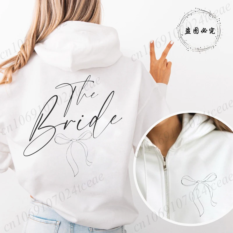 Personalized Bridesmaid Print Women Zip Up Hoodies Bridal Party Graphic Hooded Hoodies Maid of Honor Hoody Sweatshirts Gifts