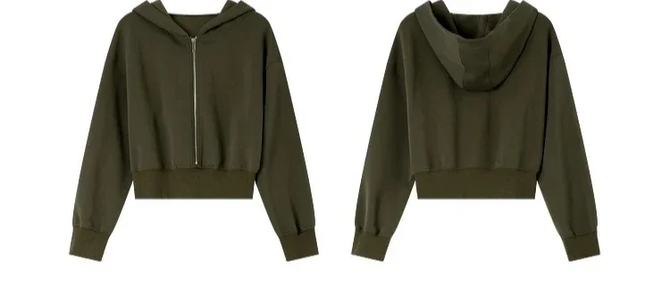 VIMLY Women's Short Hooded Sweatshirt 2026 Autumn Casual Zipper Front Long Sleeve Jacket Fashion Female Pullover A0885