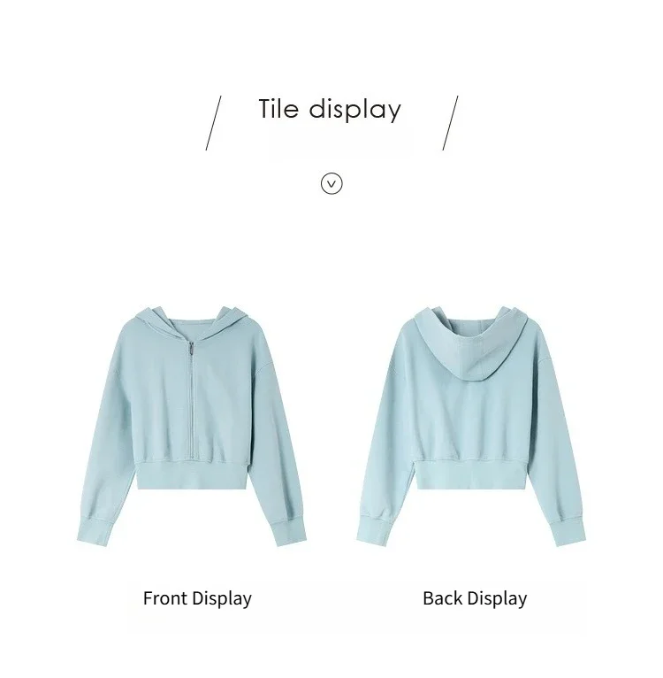VIMLY Women's Short Hooded Sweatshirt 2026 Autumn Casual Zipper Front Long Sleeve Jacket Fashion Female Pullover A0885