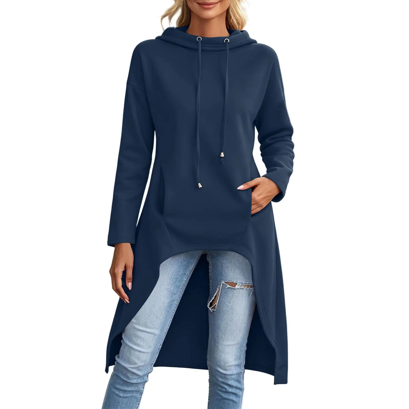 Oversized Hoodies For Women Long Sleeve High Low Hem Gothic Casual Tunic Tops Sweatshirts With Thumb Knitted Hoodie for Women