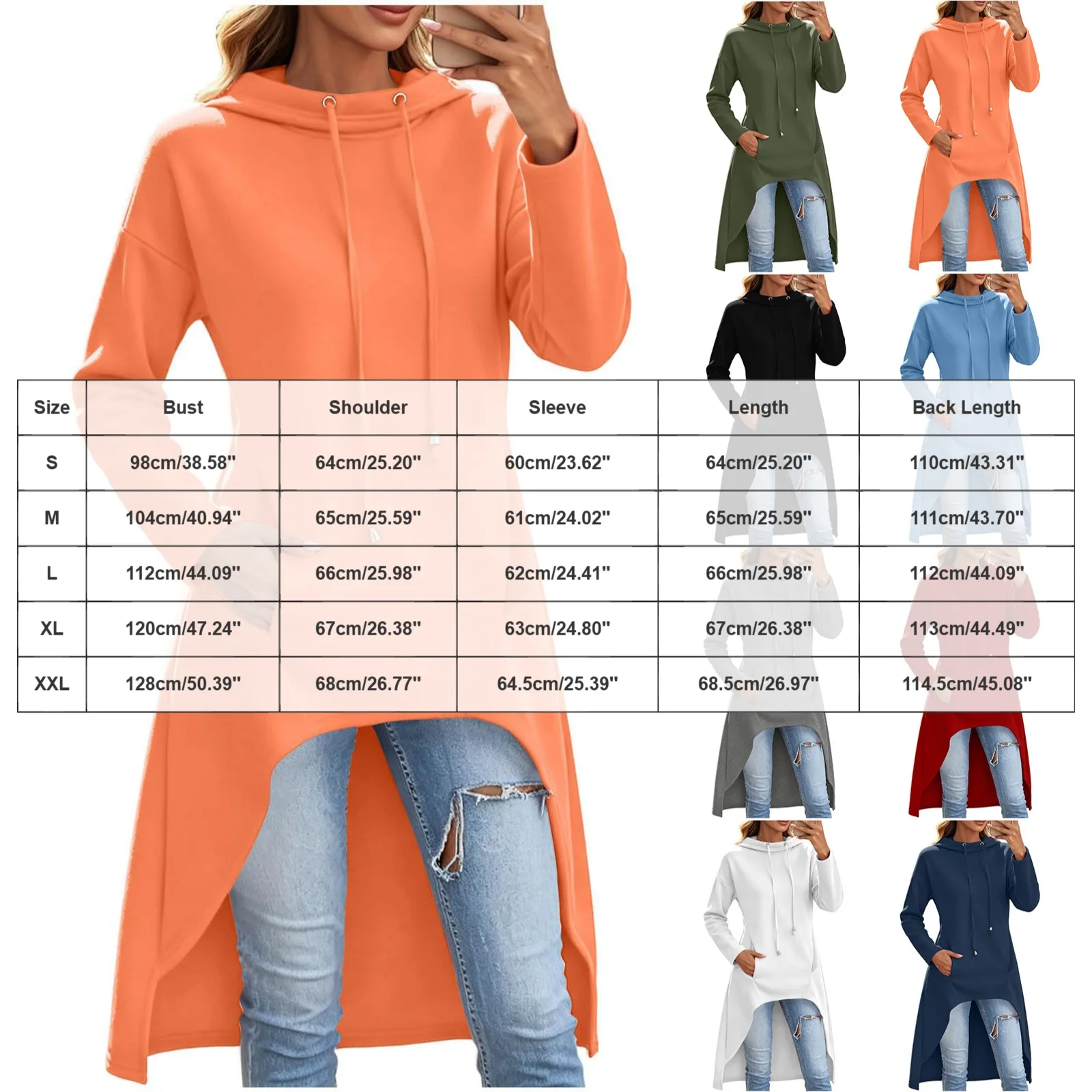 Oversized Hoodies For Women Long Sleeve High Low Hem Gothic Casual Tunic Tops Sweatshirts With Thumb Knitted Hoodie for Women