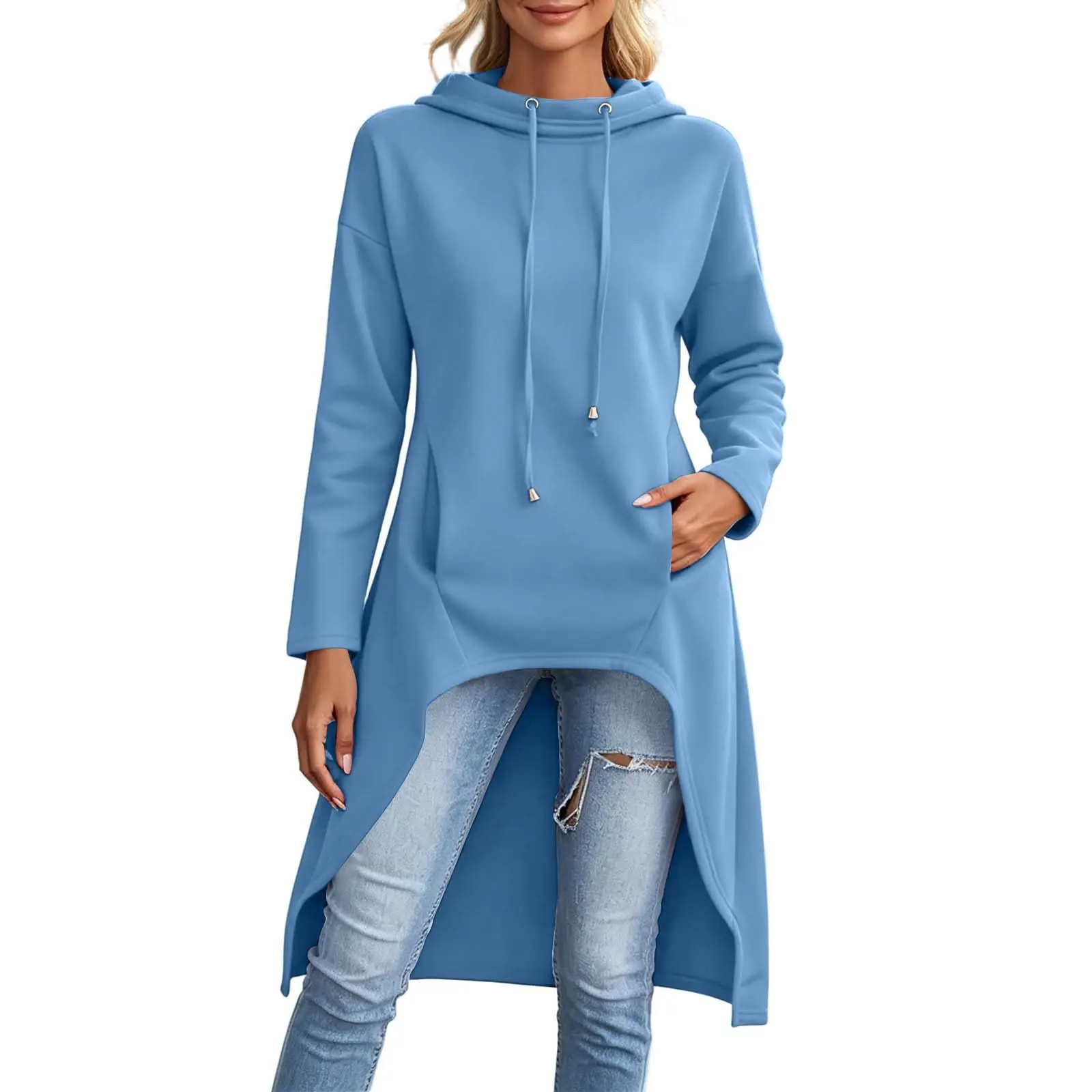 Oversized Hoodies For Women Long Sleeve High Low Hem Gothic Casual Tunic Tops Sweatshirts With Thumb Knitted Hoodie for Women