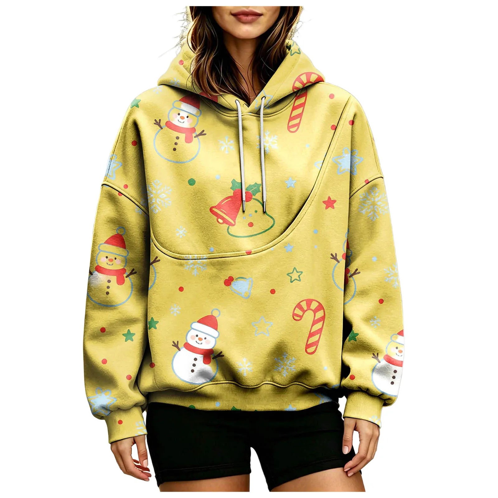 Women Fall And Winter Hoodie With Pet Pouch Oversized Pocket Colorful Print Sweatshirt For Dogs And Cats Sleep Hoodies Women