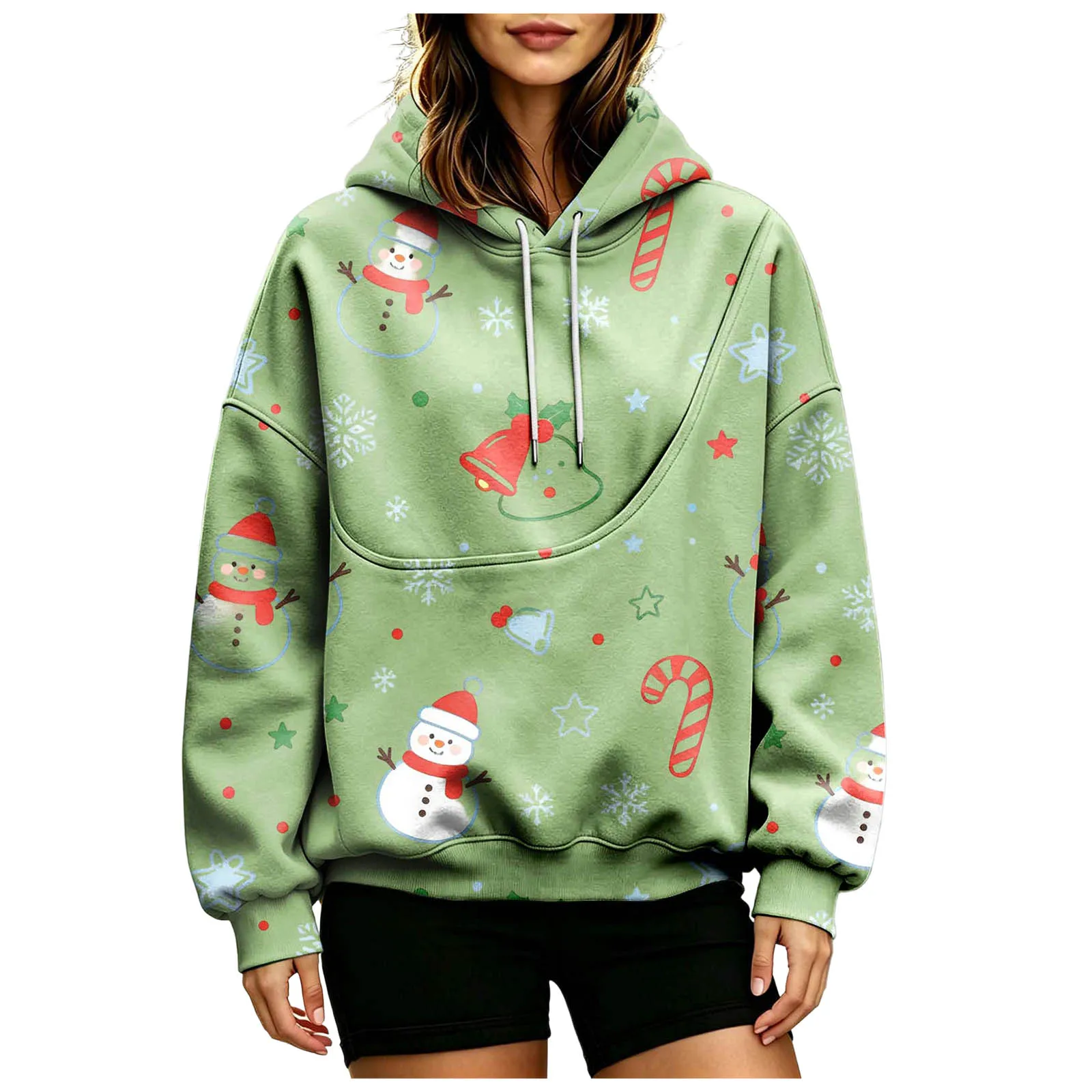 Women Fall And Winter Hoodie With Pet Pouch Oversized Pocket Colorful Print Sweatshirt For Dogs And Cats Sleep Hoodies Women