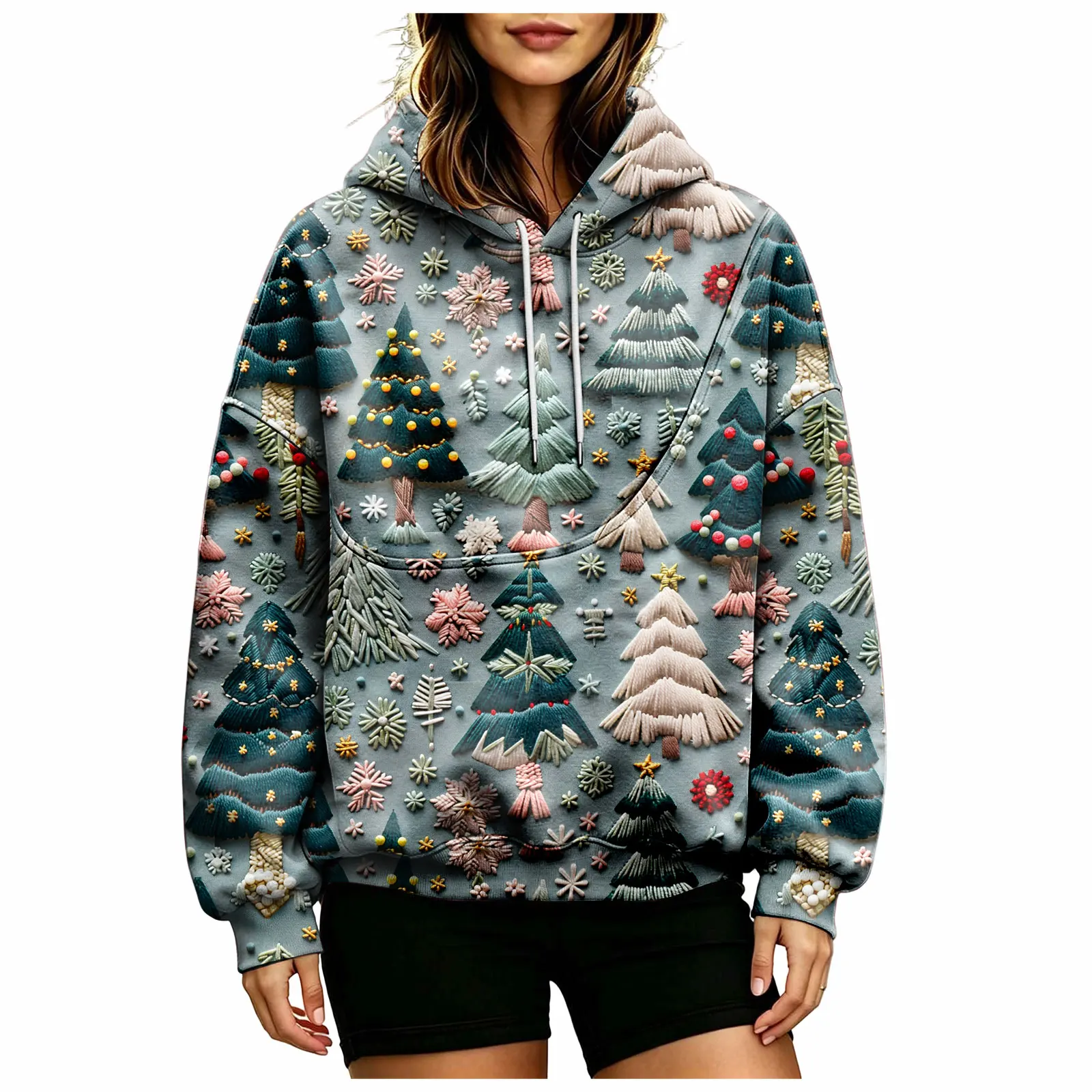 Women Fall And Winter Hoodie With Pet Pouch Oversized Pocket Colorful Print Sweatshirt For Dogs And Women's Hoodies Pullover