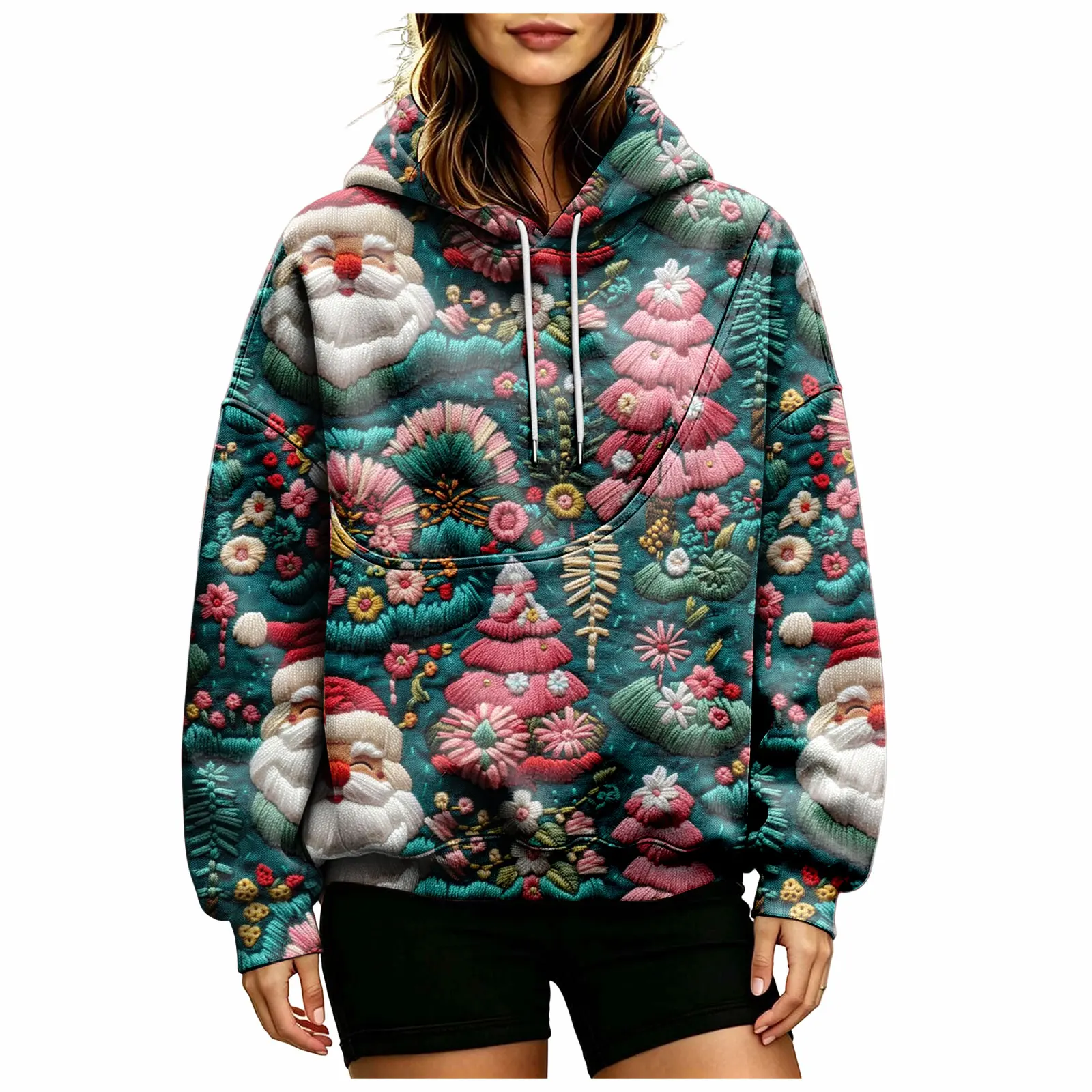 Women Fall And Winter Hoodie With Pet Pouch Oversized Pocket Colorful Print Sweatshirt For Dogs And Women's Hoodies Pullover