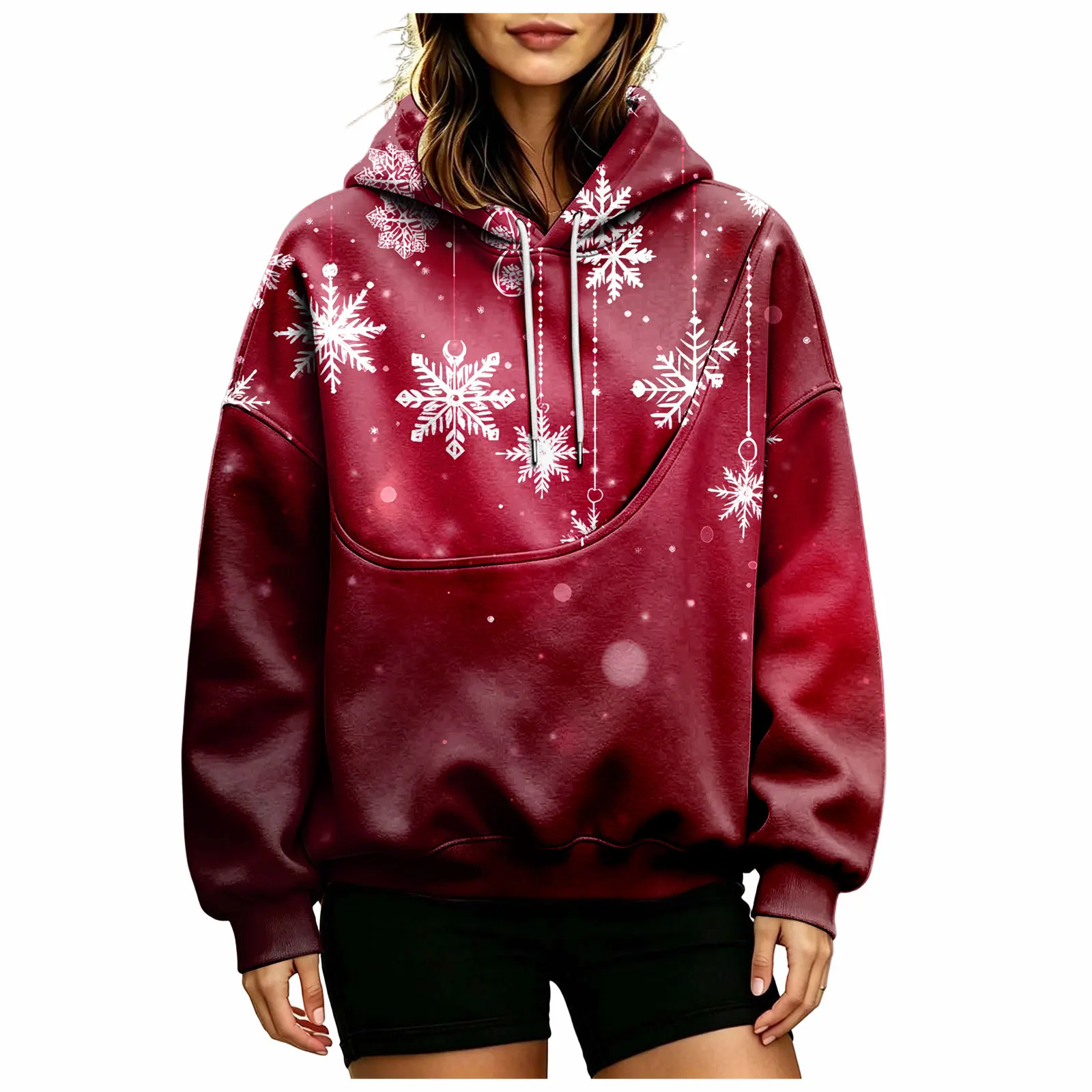 Women Fall And Winter Hoodie With Pet Pouch Oversized Pocket Colorful Print Sweatshirt For Dogs And Long Sweatshirt with Zipper