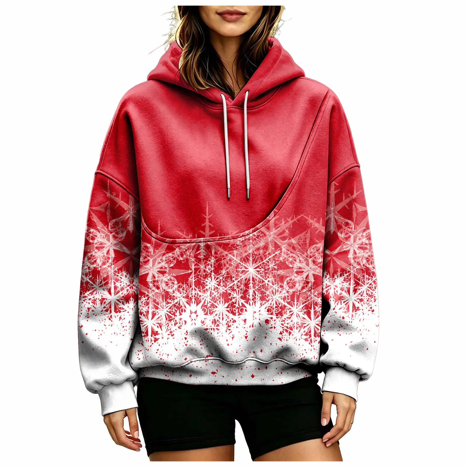 Women Fall And Winter Hoodie With Pet Pouch Oversized Pocket Colorful Print Sweatshirt For Dogs And Long Sweatshirt with Zipper