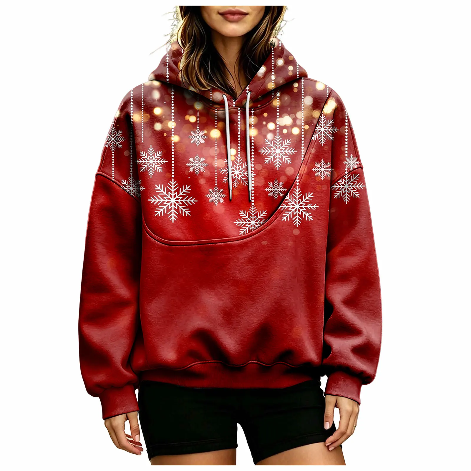 Women Fall And Winter Hoodie With Pet Pouch Oversized Pocket Colorful Print Sweatshirt For Dogs And Long Sweatshirt with Zipper