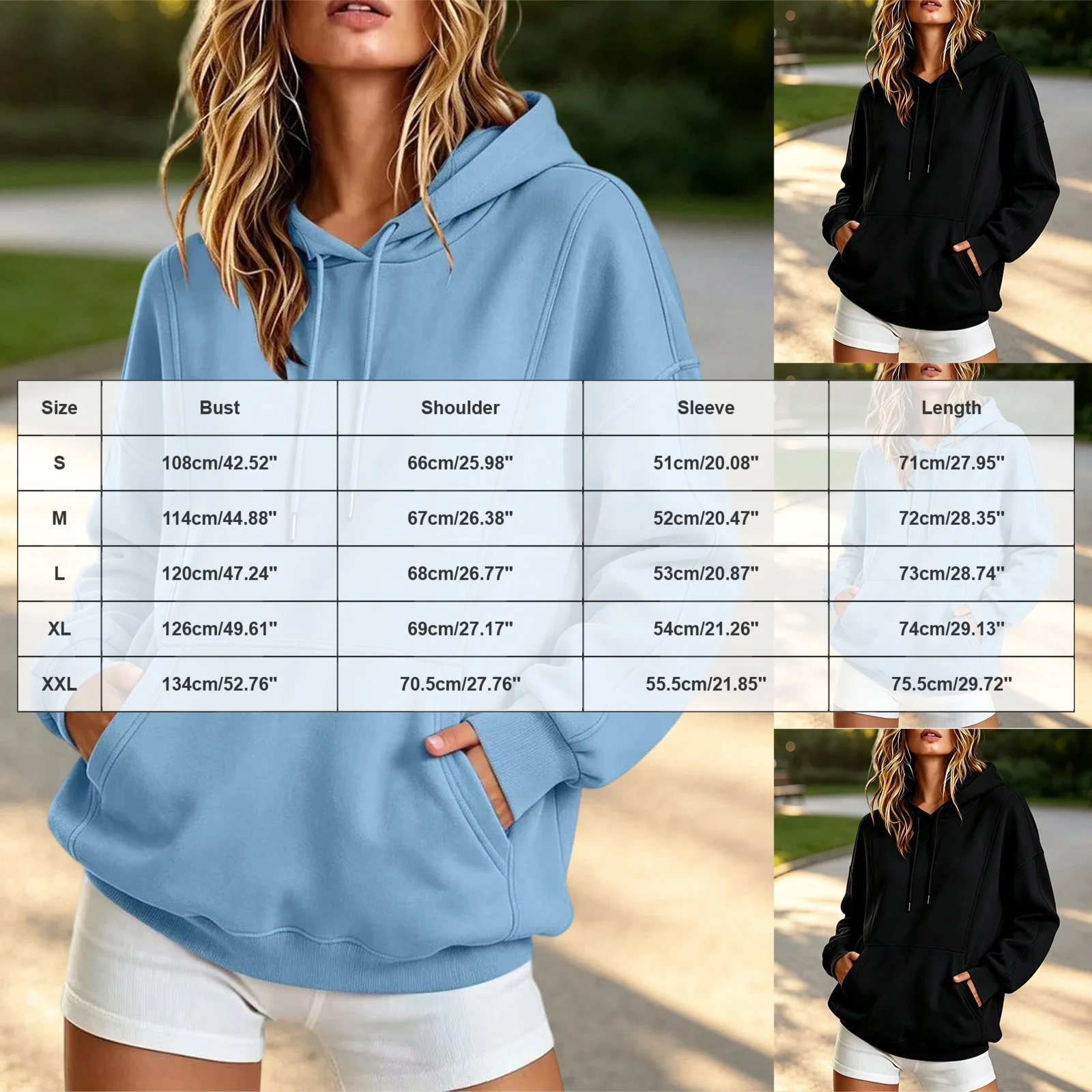 Women Long Sleeved Hooded Sweatshirt Casual Pullover Hooded Sweater Warm Sweater Sporty Sweater Comfortable Long Zip up Hoodie