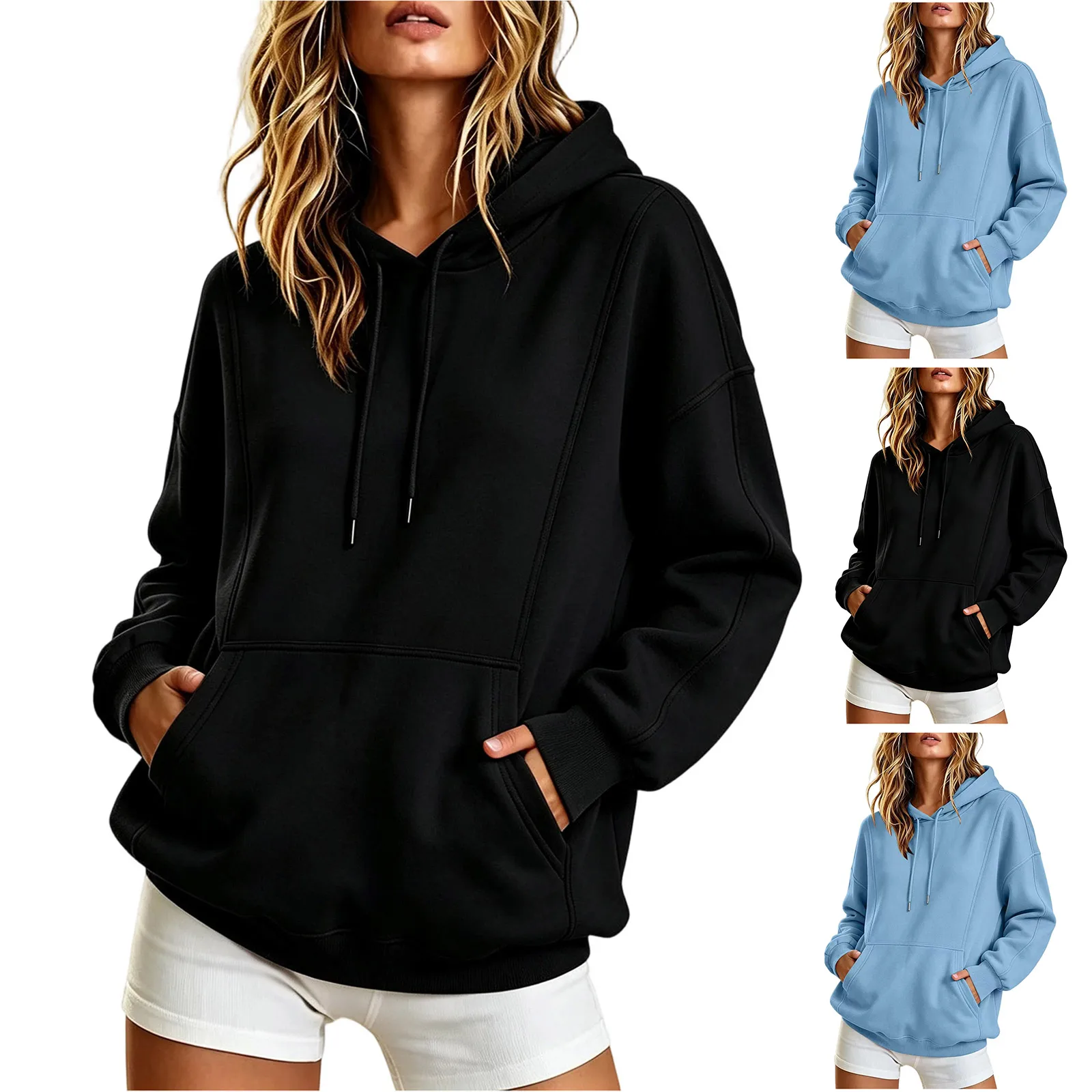 Women Long Sleeved Hooded Sweatshirt Casual Pullover Hooded Sweater Warm Sweater Sporty Sweater Comfortable Long Zip up Hoodie