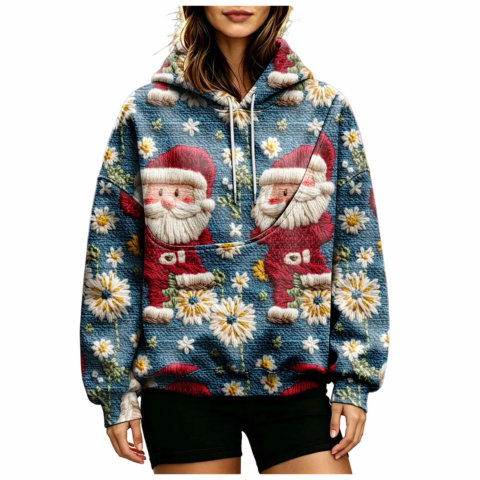 Women Fall And Winter Hoodie With Pet Pouch Oversized Pocket Colorful Print Sweatshirt For Dogs And Cats Woman's Zip Hoodie