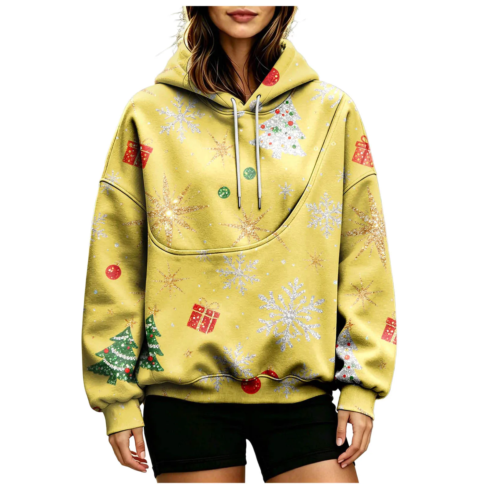 Women Fall And Winter Hoodie With Pet Pouch Oversized Pocket Colorful Print Sweatshirt For Dogs And Cats Womens Hoodie Zip up