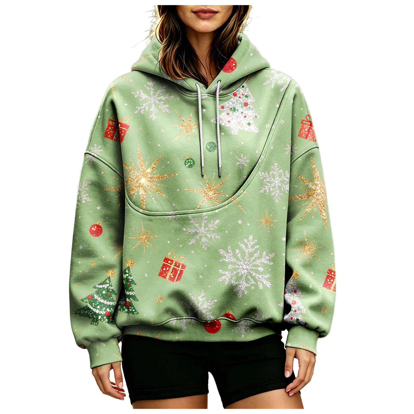 Women Fall And Winter Hoodie With Pet Pouch Oversized Pocket Colorful Print Sweatshirt For Dogs And Cats Womens Hoodie Zip up