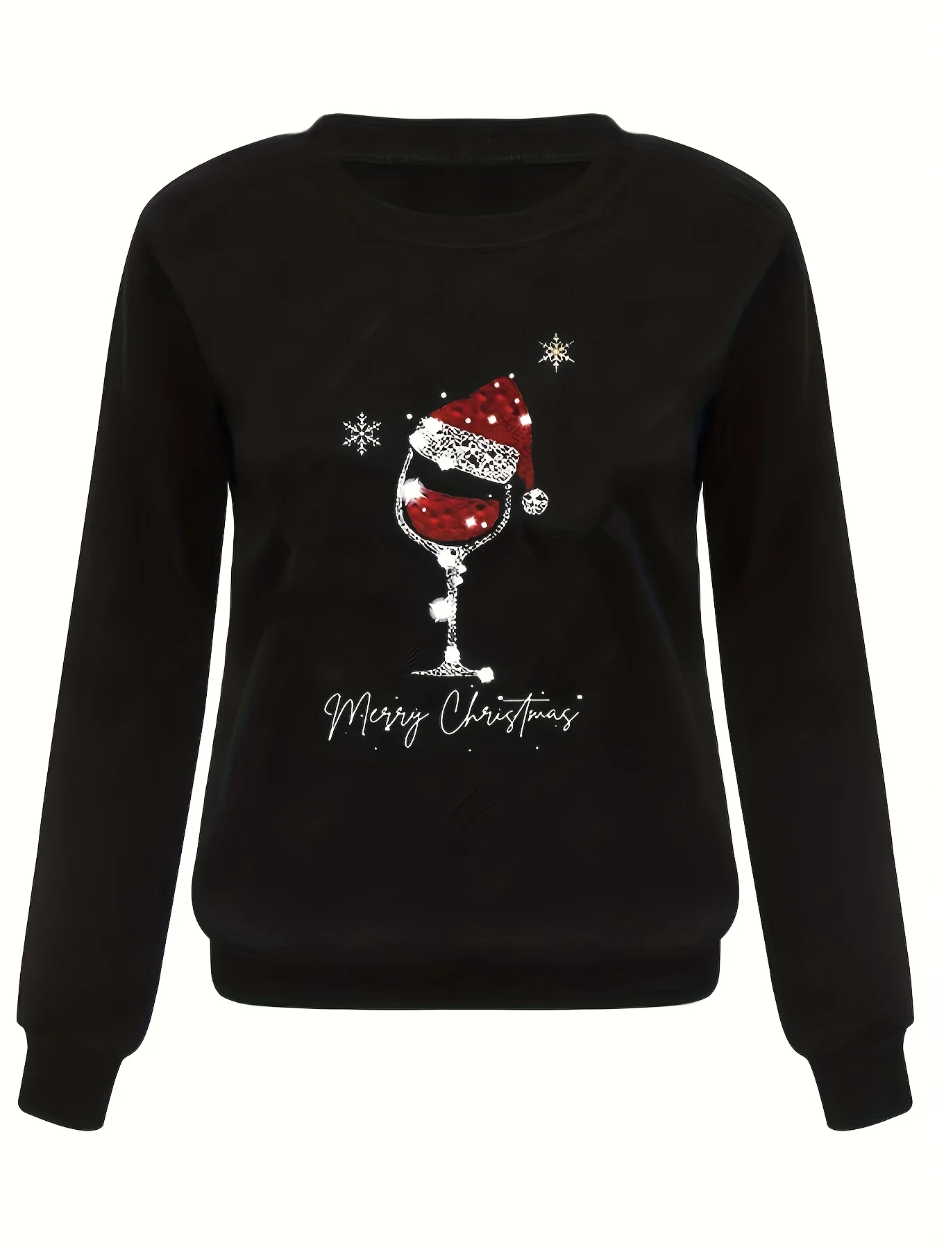 Women's Christmas Printed Loose Top Sweater Long Sleeved Autumn and Winter Black High Quality Vintage Trendy Casual Streetwear