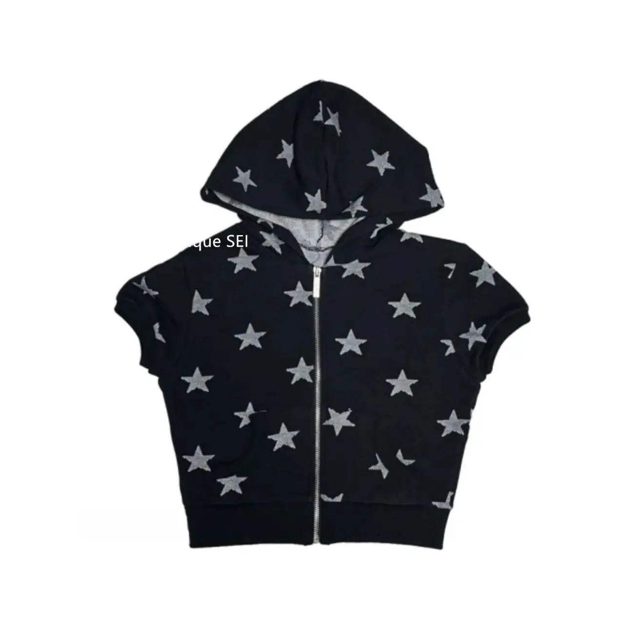 Short Sleeve Print Hoodies Coat Crop Tops Hooded Zipper Slim Fit Sweatshirts Casual Fashion Korean Y2k Hoodie 2025 Ropa Mujer