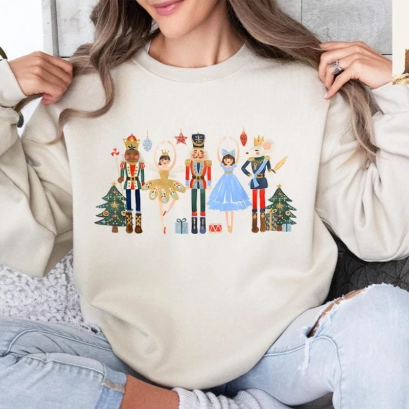 Christmas Nutcracker Y2k Clothes Christmas Sweatshirt Nutcracker Ballet New in Hoodies & Sweatshirts Party Sweater Women Tops