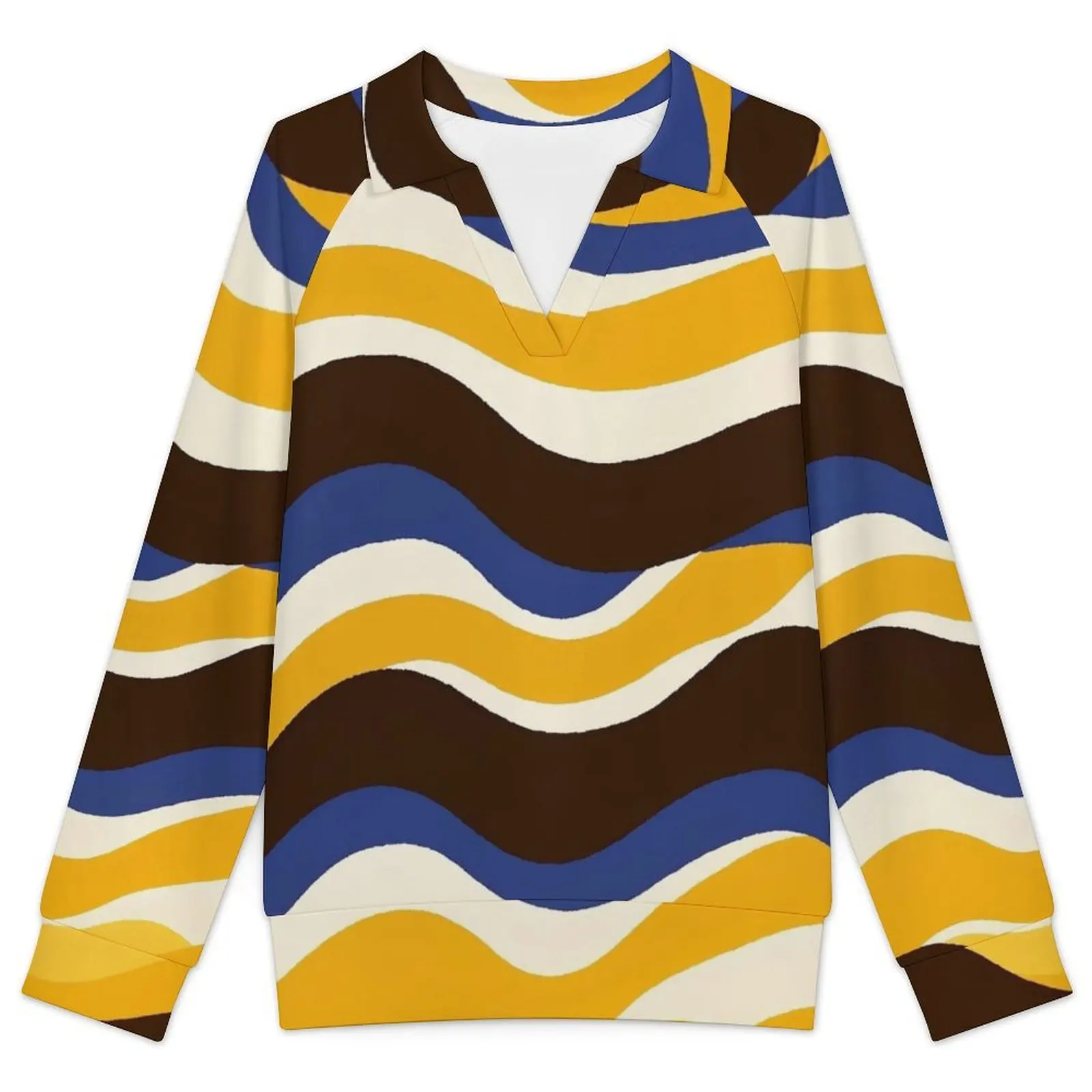 Betawoo Sunflower Premium Casual Long Sleeve V-Neck Sweatshirt For Women