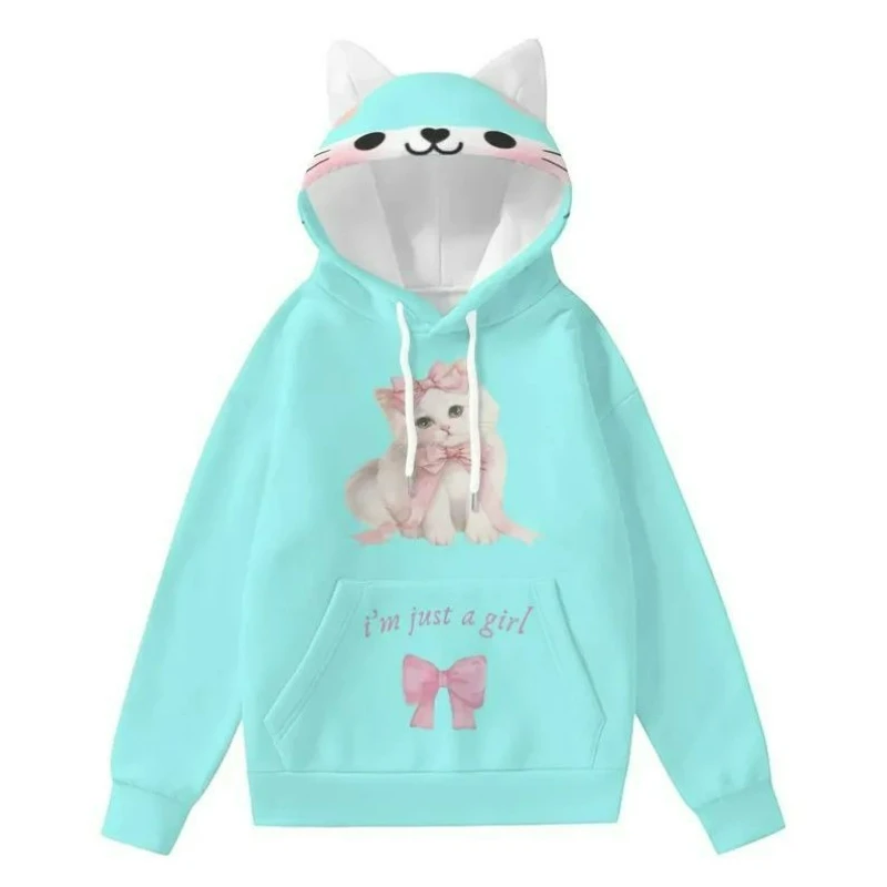 Japanese 3D Printing Casual Hoodies Women Y2k Aesthetic Vintage Loose Hoody Autumn Streetwear ​Zipper Pocket Grunge Sweatshirt