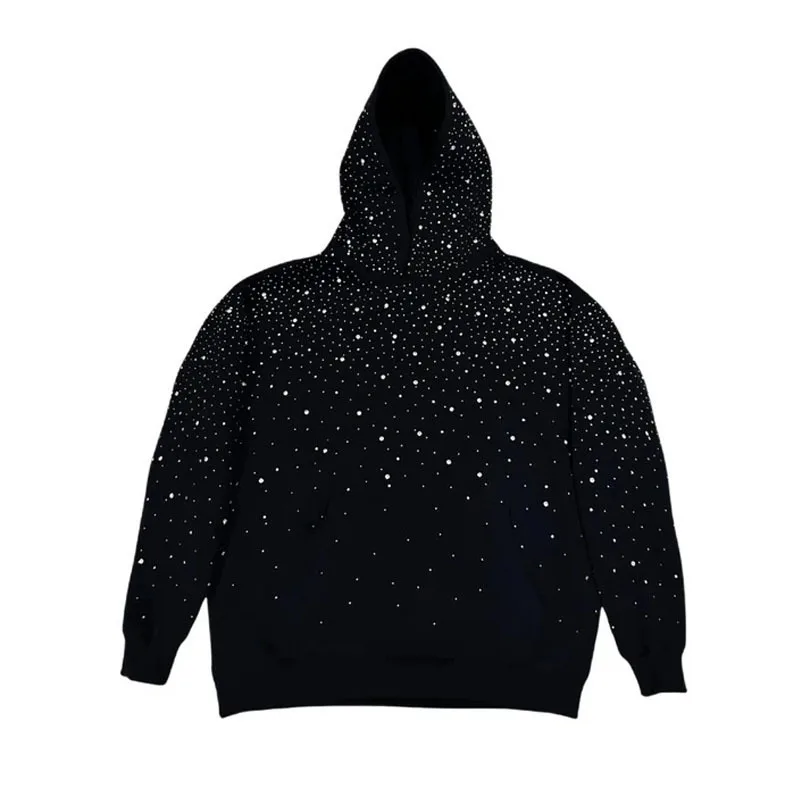 New hooded sports pullovers and diamond printed couple style streetwear for winter 2025, INS