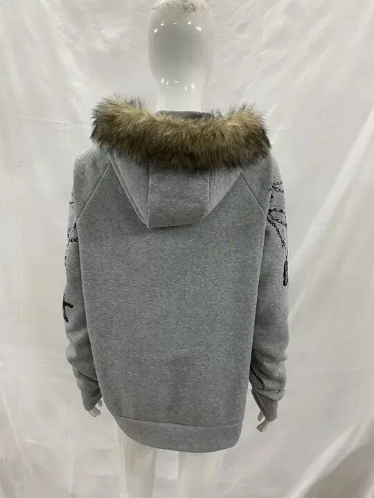 Harajuku Aesthetics Classics Casual Long Sleeved Hoodie Fashionable Personalized Printed Zipper Detachable Fur Collar Hat Hoodie