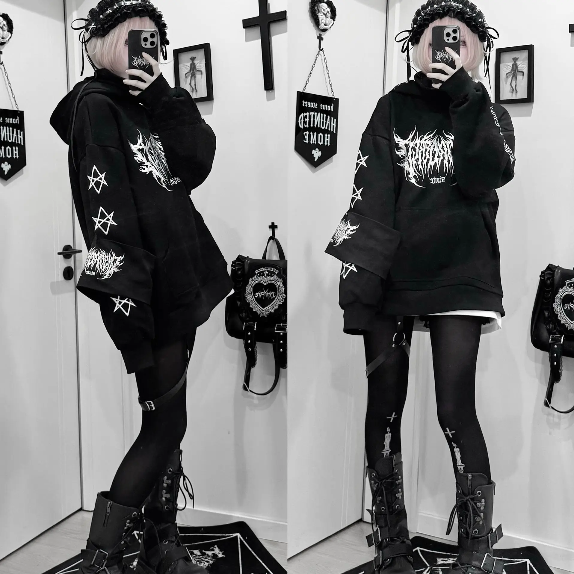 Y2k 2000s Hoodies Women Streetwear Sweatshirts Oversized Tops Casual Vintage Punk Hoodie Hooded Print Hip-hop Japanese Clothes