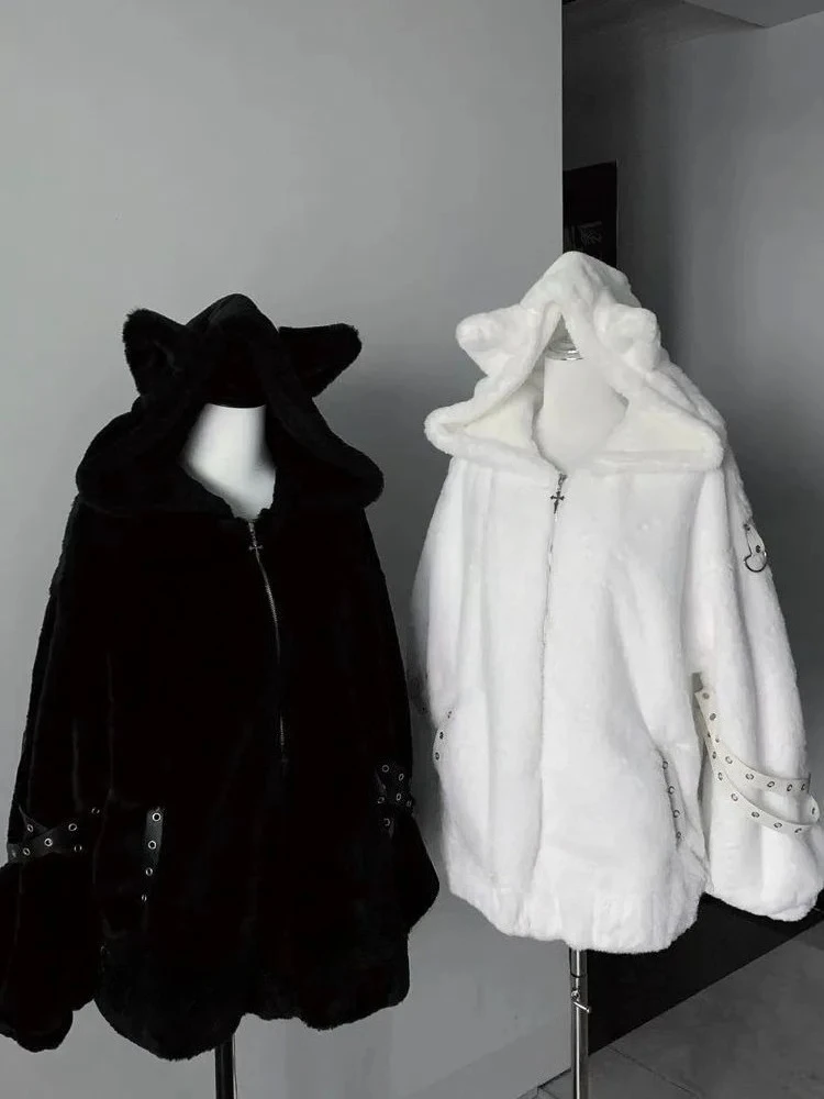 Gothic Harajuku Winter Gotihc Subcultural Coats Women Streetwear Autumn Casual Hooded Jackets 2026 Fashion Cardigan Sweatshirt