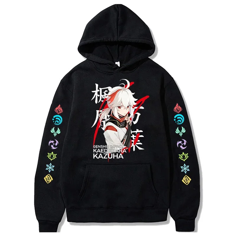 Hu Tao Zhongli Vintage Streetwear Wanderer Faruzan Nahida Xiao Cartoon Gothic Sweatshirt Genshin Impact Korean Style Y2k Hoodies