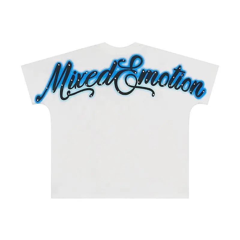Mixed Emotion Embroidery Pearl Logo Sweatshirts Men Women Angel Print Tee 100% Cotton Streetwear Loose T-shirt
