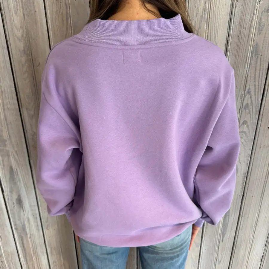 Women Vintage Preppy Casual Mock Neck Sweatshirt TIGERS Arch Letter Embroidery Oversized Drop Shoulder Long Sleeve Pullover Top