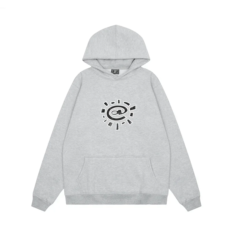 HOUZHOU Vintage Graphic Fleece Hoodies Women Oversized Casual Gray Sweatshirts Black Pullovers Hip Hop Streetwear Winter 2024