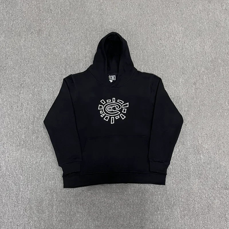 HOUZHOU Vintage Graphic Fleece Hoodies Women Oversized Casual Gray Sweatshirts Black Pullovers Hip Hop Streetwear Winter 2024
