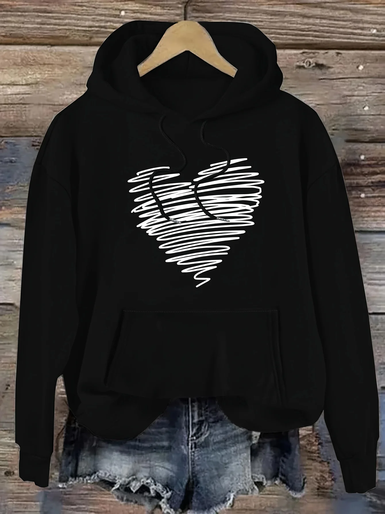 Women's Autumn and Winter Warm and Loose Casual NOPE Not Today Printed Suede Long Sleeved Hooded Sweatshirt