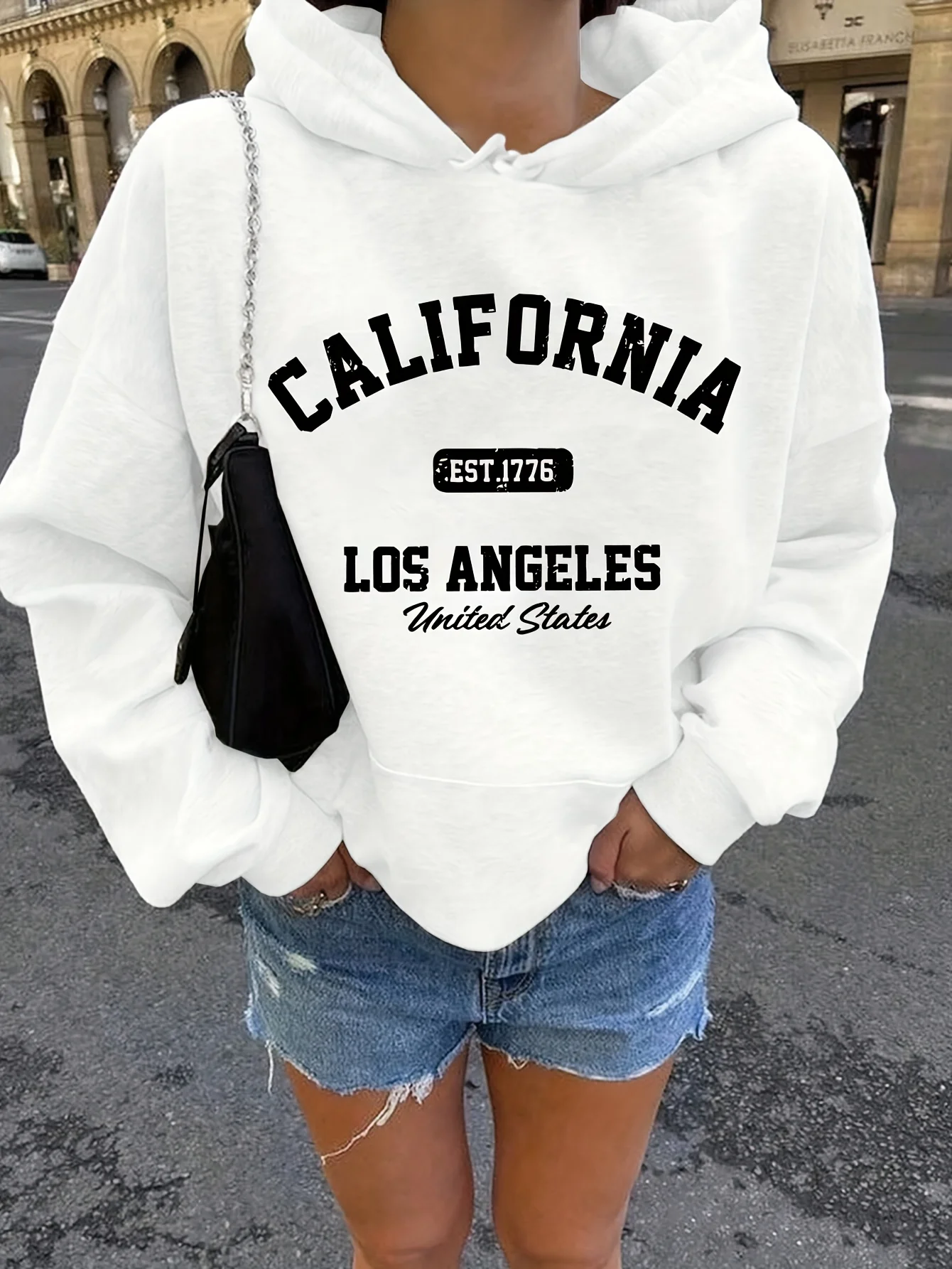 Women's Autumn and Winter Warm and Loose Casual NOPE Not Today Printed Suede Long Sleeved Hooded Sweatshirt