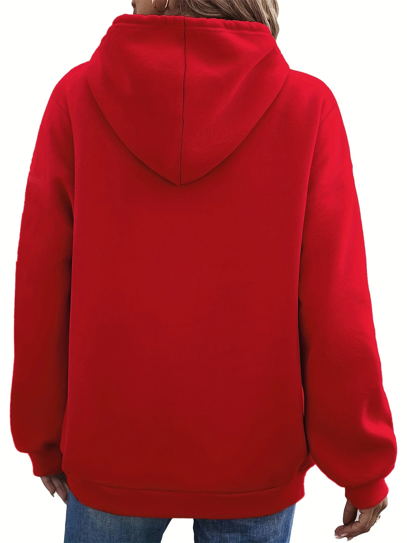 Women's Autumn and Winter Warm and Loose Casual NOPE Not Today Printed Suede Long Sleeved Hooded Sweatshirt