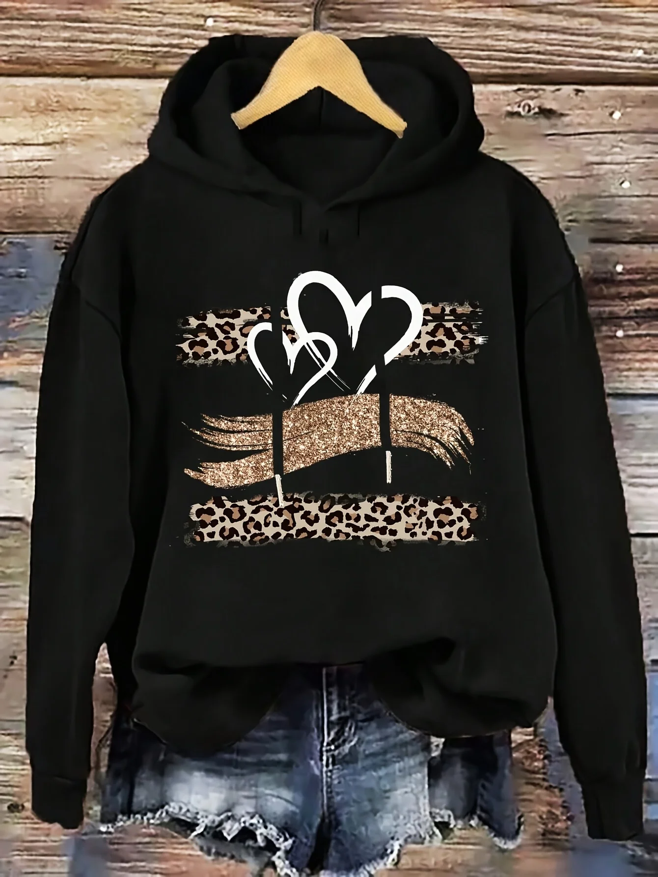 Women's Autumn and Winter Warm and Loose Casual NOPE Not Today Printed Suede Long Sleeved Hooded Sweatshirt