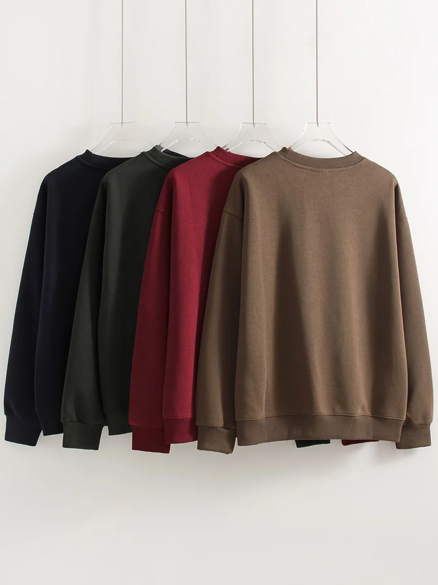 KarSaNy Oversize Sweatshirts For Women Autumn Crewneck Loose Pullovers Cotton Sports Tops Women Sweatshirts Navy Blue Casual