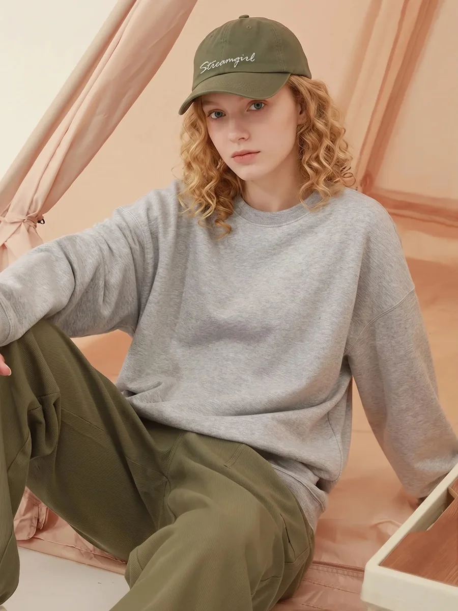 KarSaNy Oversize Sweatshirts For Women Autumn Crewneck Loose Pullovers Cotton Sports Tops Women Sweatshirts Navy Blue Casual