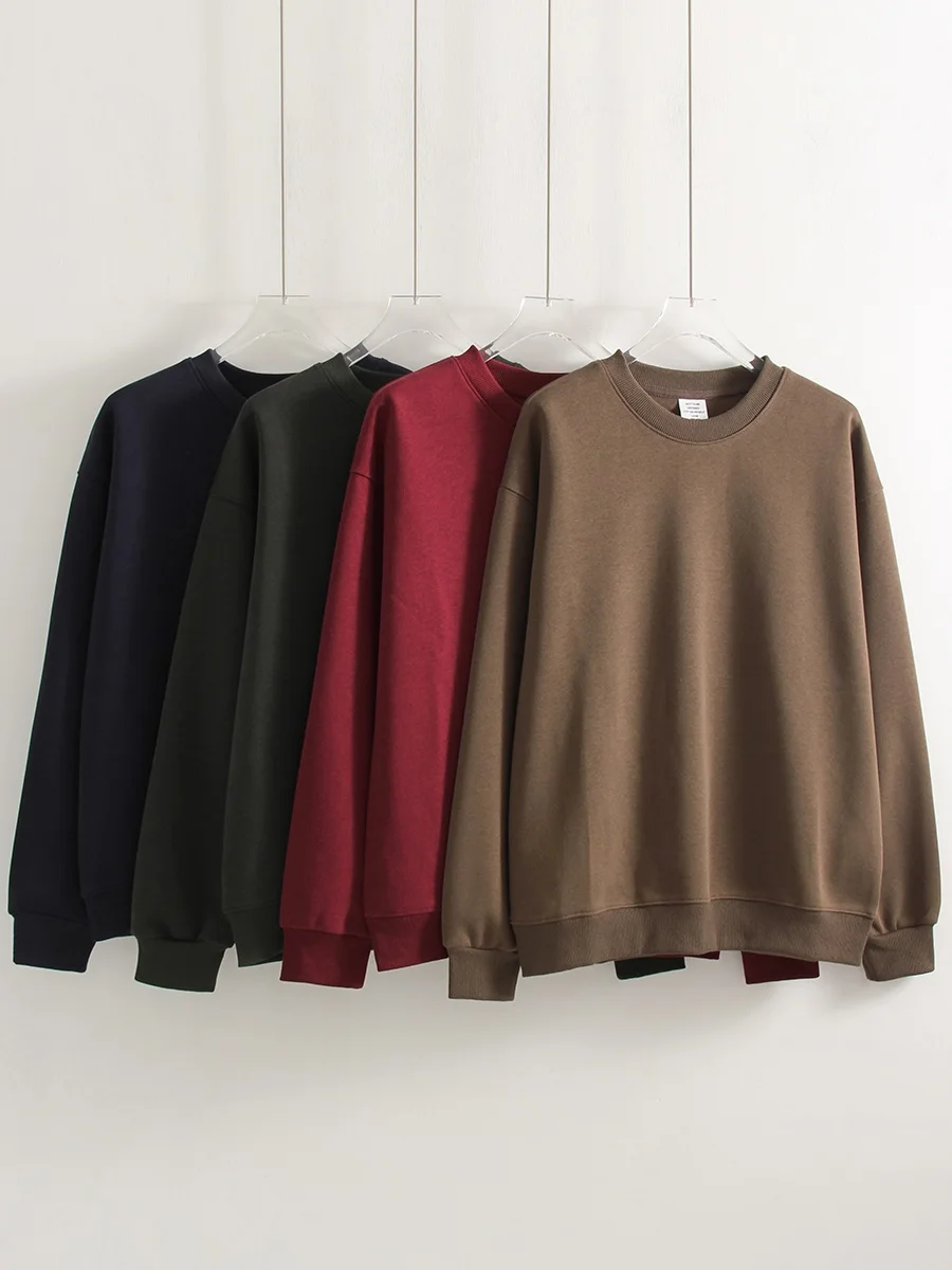 KarSaNy Oversize Sweatshirts For Women Autumn Crewneck Loose Pullovers Cotton Sports Tops Women Sweatshirts Navy Blue Casual