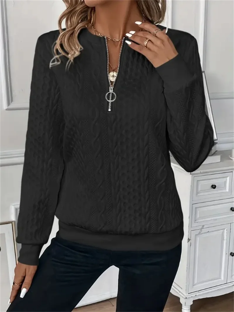 Women Sweatshirt 2025 Spring Autumn Fashion Casual O-neck Long Sleeve Loose Sweatshirts Vintage Solid Color Pullovers Sportswear