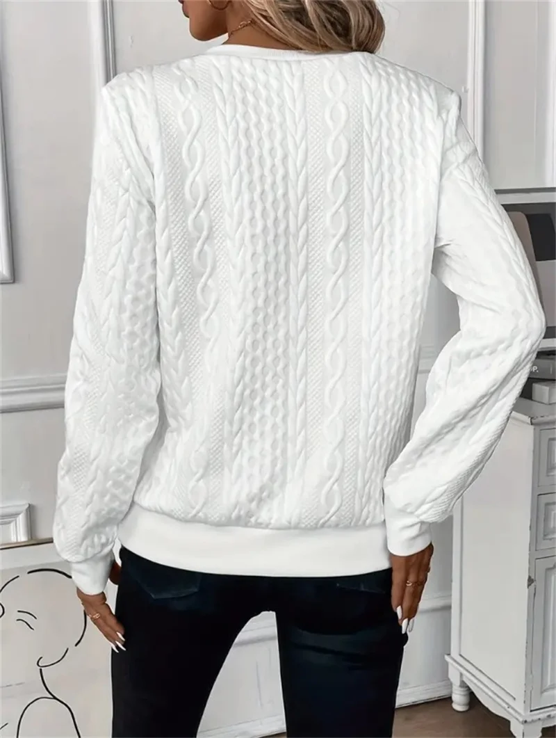 Women Sweatshirt 2025 Spring Autumn Fashion Casual O-neck Long Sleeve Loose Sweatshirts Vintage Solid Color Pullovers Sportswear