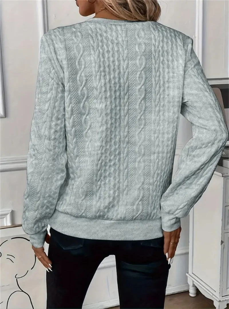 Women Sweatshirt 2025 Spring Autumn Fashion Casual O-neck Long Sleeve Loose Sweatshirts Vintage Solid Color Pullovers Sportswear