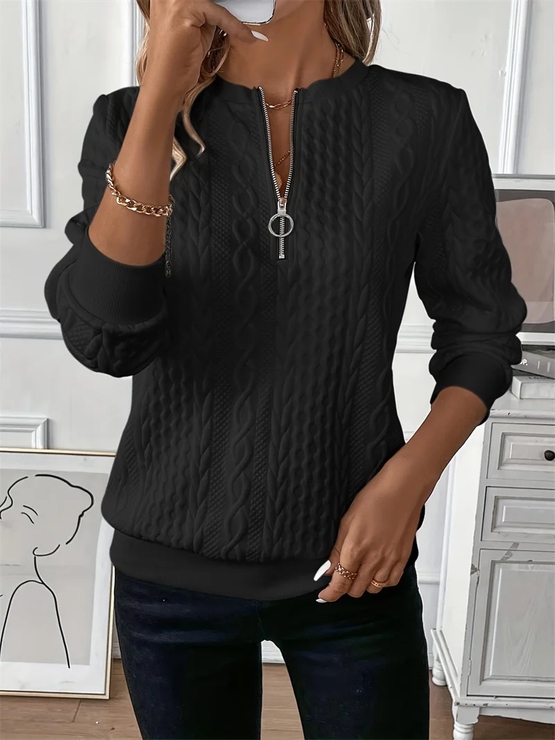 Women Sweatshirt 2025 Spring Autumn Fashion Casual O-neck Long Sleeve Loose Sweatshirts Vintage Solid Color Pullovers Sportswear