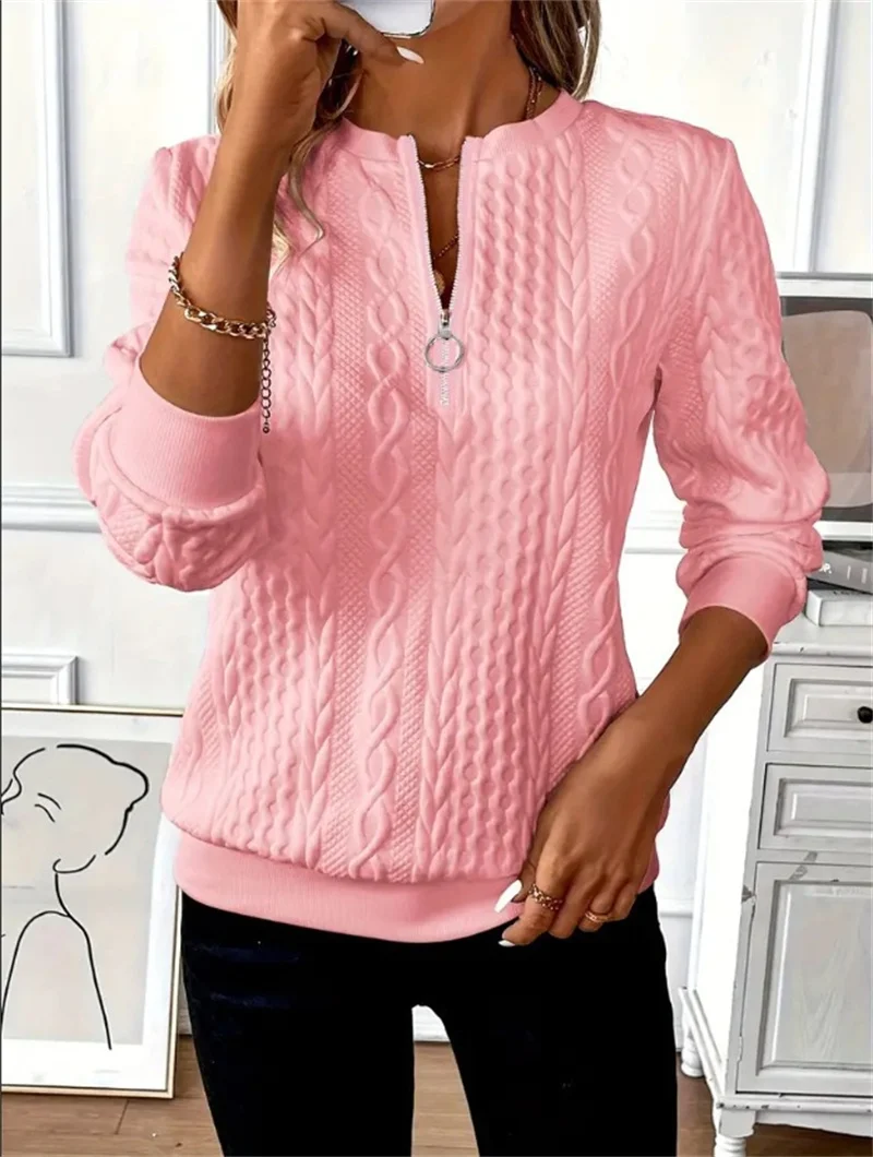 Women Sweatshirt 2025 Spring Autumn Fashion Casual O-neck Long Sleeve Loose Sweatshirts Vintage Solid Color Pullovers Sportswear